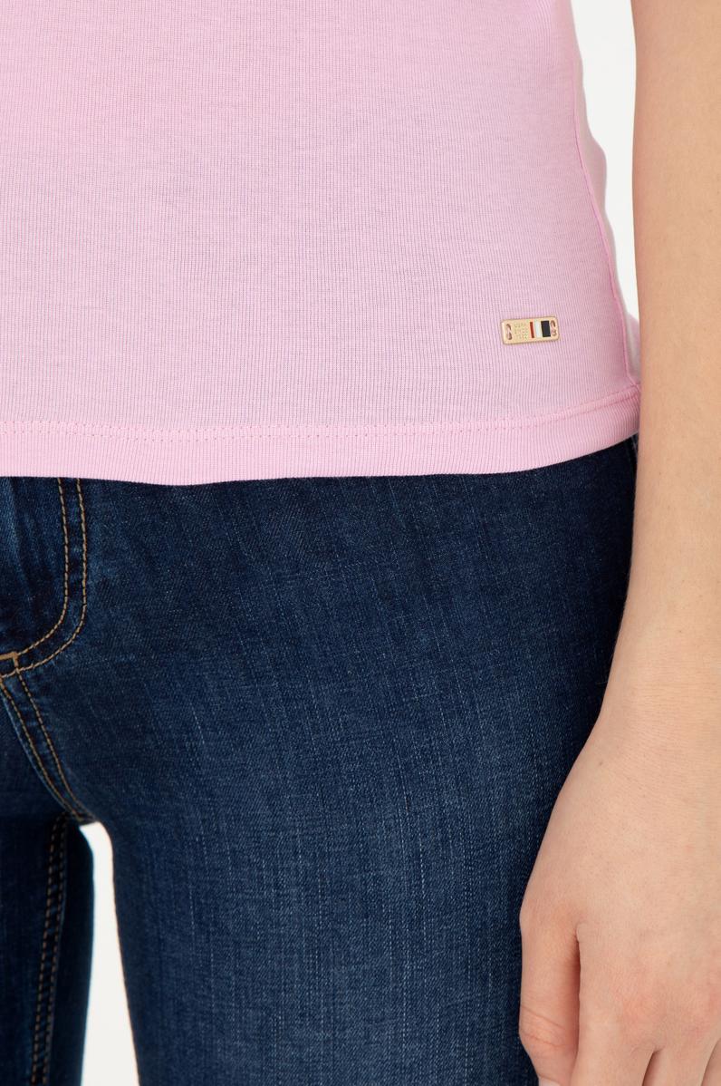 Kadın Pembe Bisiklet Yaka Kolsuz Tişört