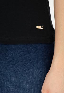 Kadın Siyah Bisiklet Yaka Kolsuz Tişört - 50285852054