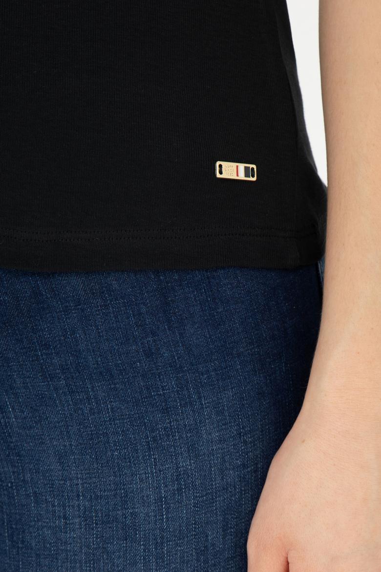 Kadın Siyah Bisiklet Yaka Kolsuz Tişört - 50285852054