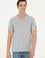 Erkek Regular Fit V Yaka Gri Melanj Basic Tişört
