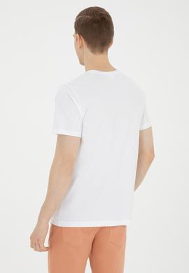 Erkek Bisiklet Yaka Beyaz Tişört - 50287081016