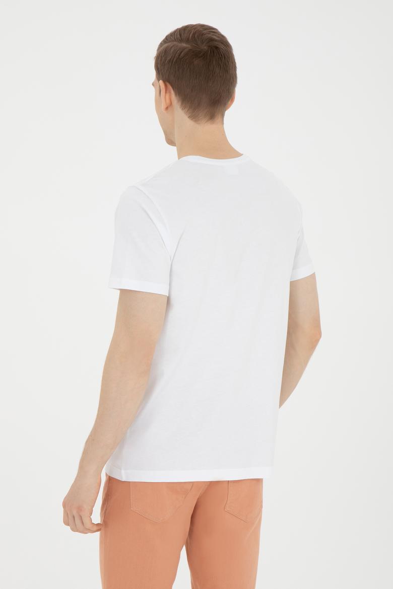 Erkek Bisiklet Yaka Beyaz Tişört - 50287081016