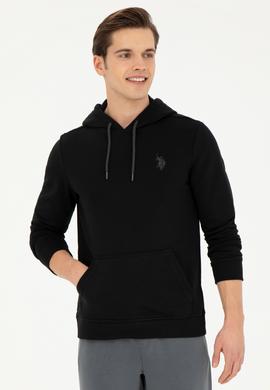 Erkek Siyah Kapüşonlu Basic Sweatshirt - 50261140048