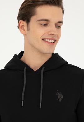Erkek Siyah Kapüşonlu Basic Sweatshirt - 50261140048