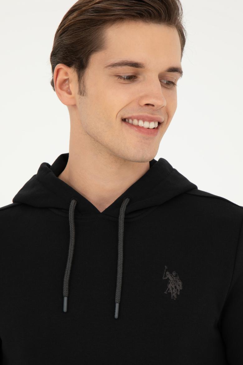 Erkek Siyah Kapüşonlu Basic Sweatshirt - 50261140048