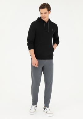 Erkek Siyah Kapüşonlu Basic Sweatshirt - 50261140048