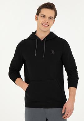 Erkek Siyah Kapüşonlu Basic Sweatshirt - 50261140048