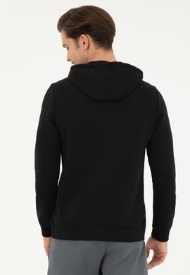 Erkek Siyah Kapüşonlu Basic Sweatshirt - 50261140048