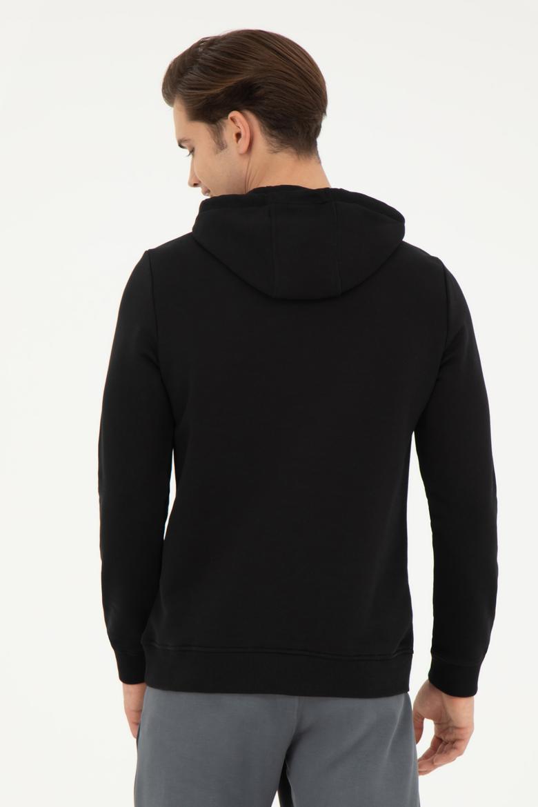 Erkek Siyah Kapüşonlu Basic Sweatshirt - 50261140048