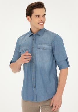 Erkek Açık Mavi Jean Gömlek - 50266724006