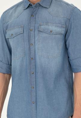 Erkek Açık Mavi Jean Gömlek - 50266724006