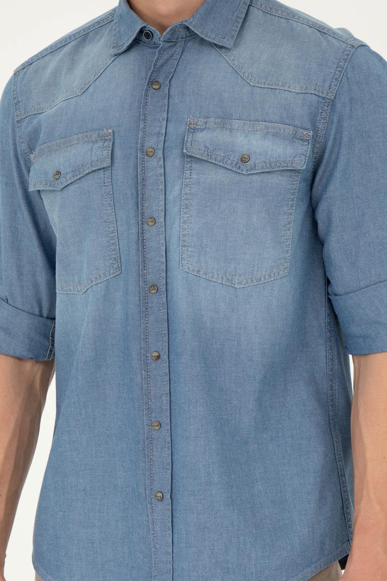 Erkek Açık Mavi Jean Gömlek - 50266724006