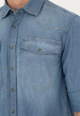 Erkek Açık Mavi Jean Gömlek - 50266724006