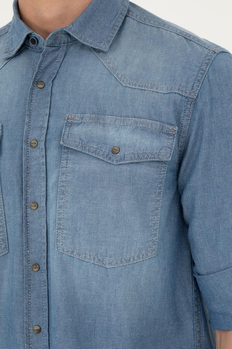 Erkek Açık Mavi Jean Gömlek - 50266724006