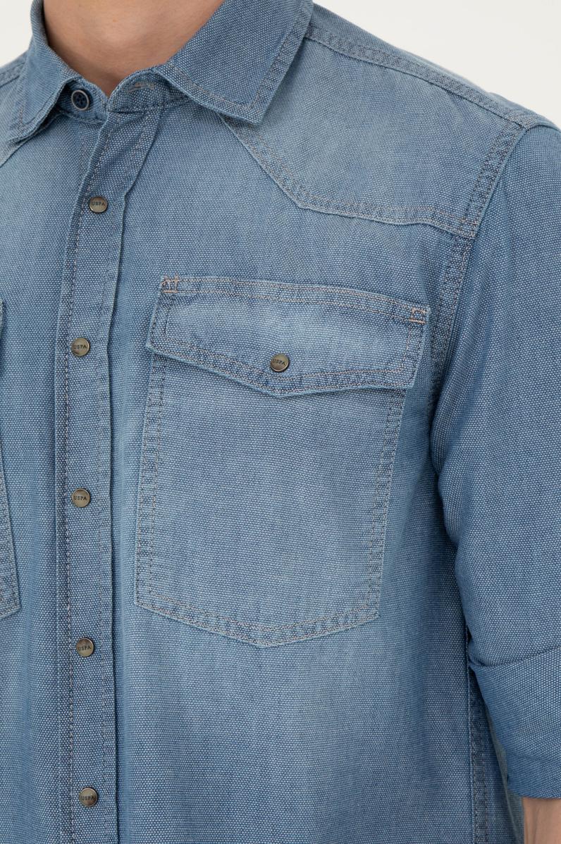 Erkek Açık Mavi Jean Gömlek