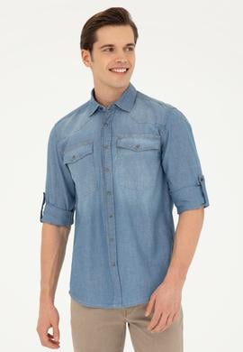 Erkek Açık Mavi Jean Gömlek - 50266724006
