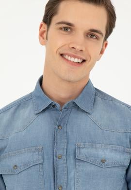 Erkek Açık Mavi Jean Gömlek - 50266724006