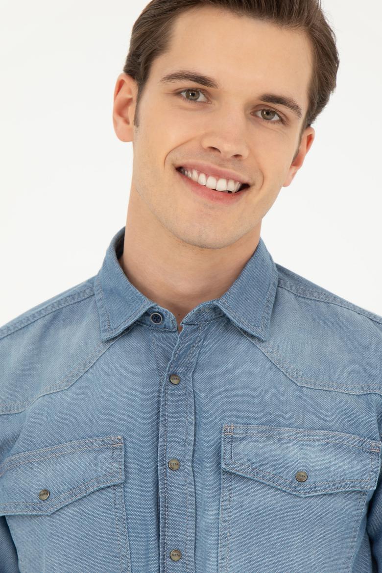 Erkek Açık Mavi Jean Gömlek - 50266724006