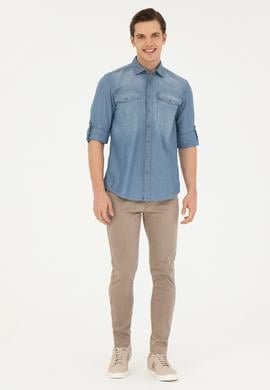 Erkek Açık Mavi Jean Gömlek - 50266724006
