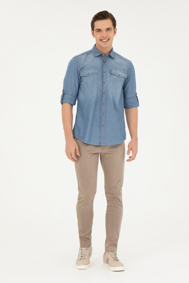 Erkek Açık Mavi Jean Gömlek - 50266724006