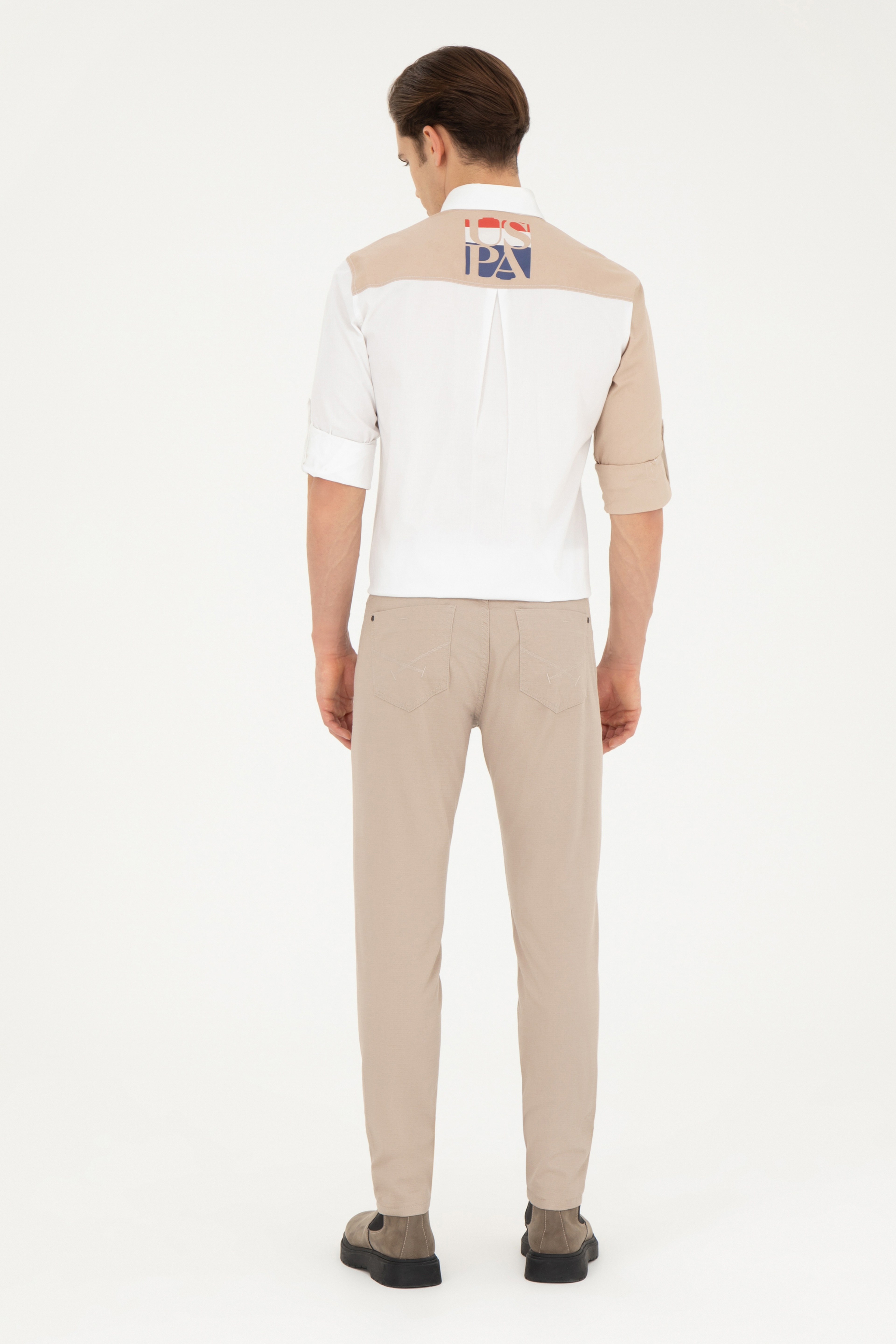 Erkek Slim Fit Koyu Bej Kanvas / Chino Pantolon