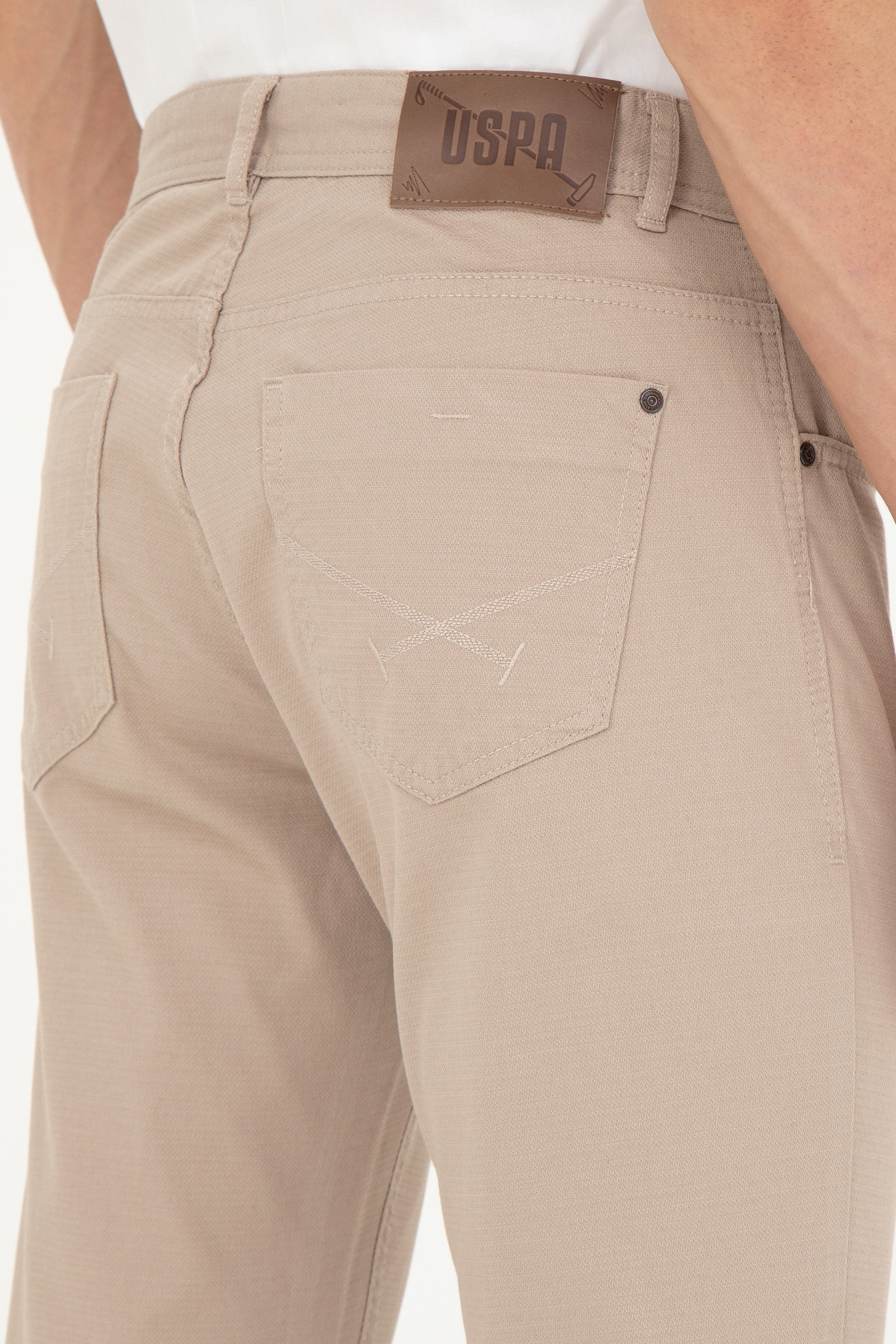 Erkek Slim Fit Koyu Bej Kanvas / Chino Pantolon