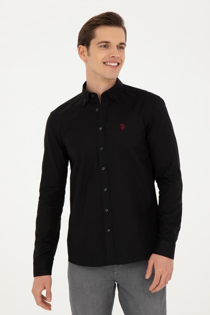 Erkek Siyah Uzun Kollu Basic Gömlek