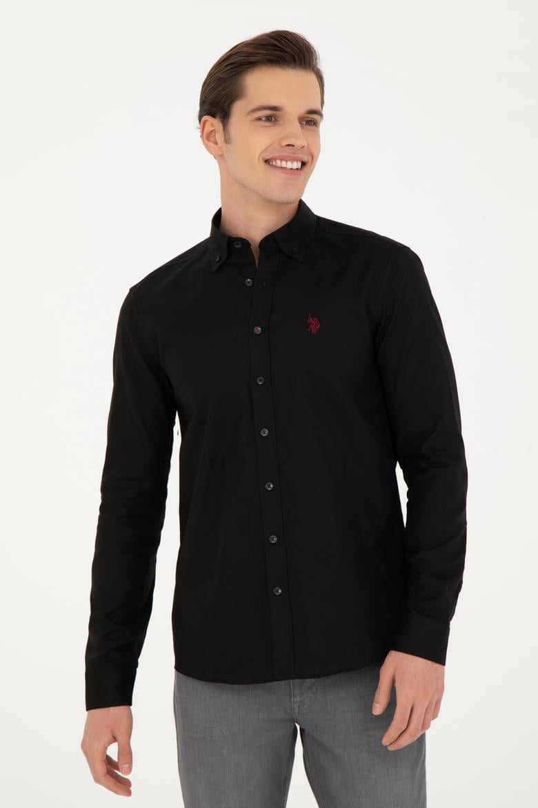 Erkek Siyah Uzun Kollu Basic Gömlek