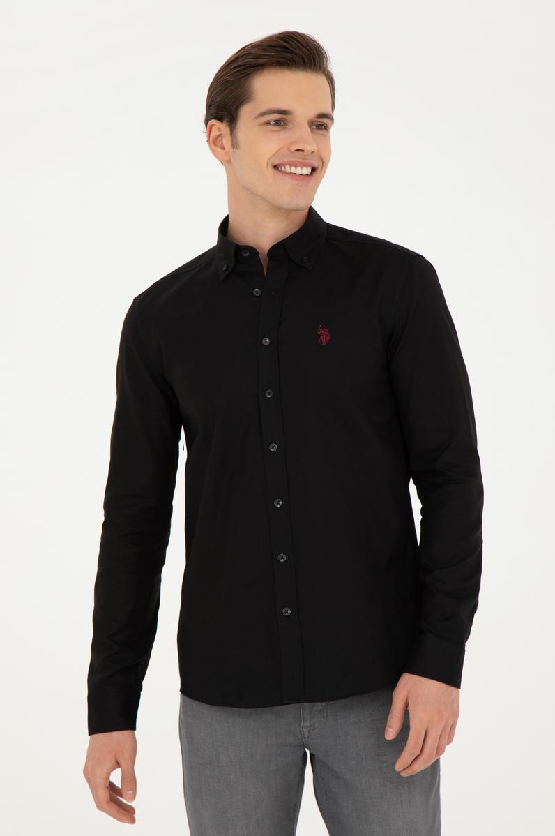 Erkek Siyah Uzun Kollu Basic Gömlek