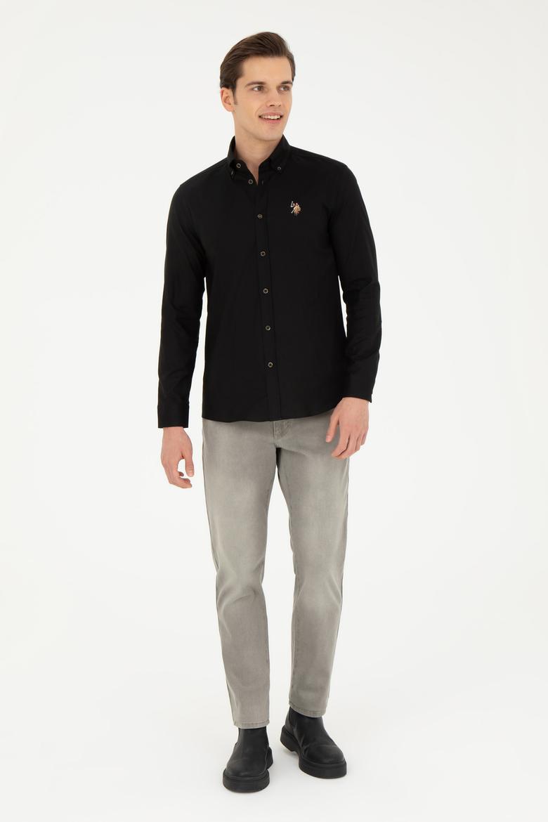 Erkek Siyah Uzun Kollu Basic Gömlek - 50271277037