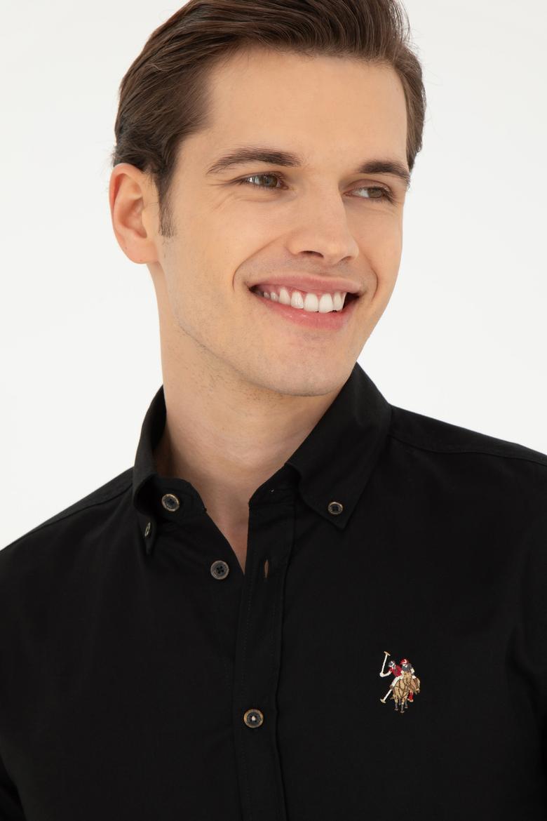 Erkek Siyah Uzun Kollu Basic Gömlek - 50271277037