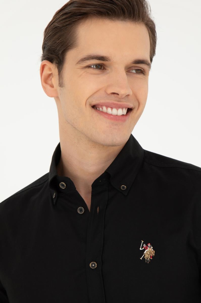 Erkek Siyah Uzun Kollu Basic Gömlek