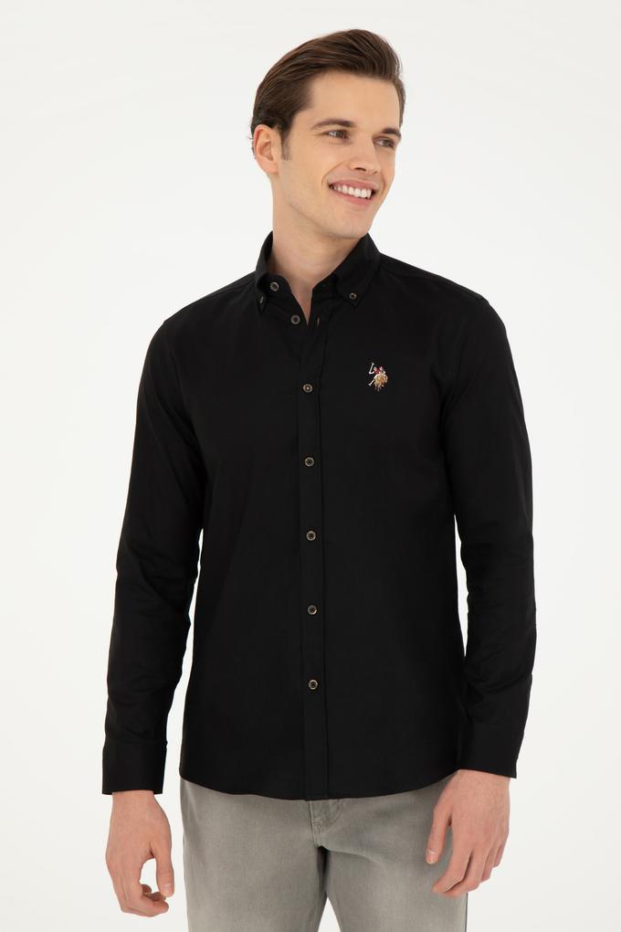 Erkek Siyah Uzun Kollu Basic Gömlek