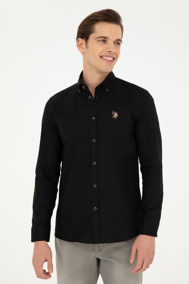 Erkek Siyah Uzun Kollu Basic Gömlek