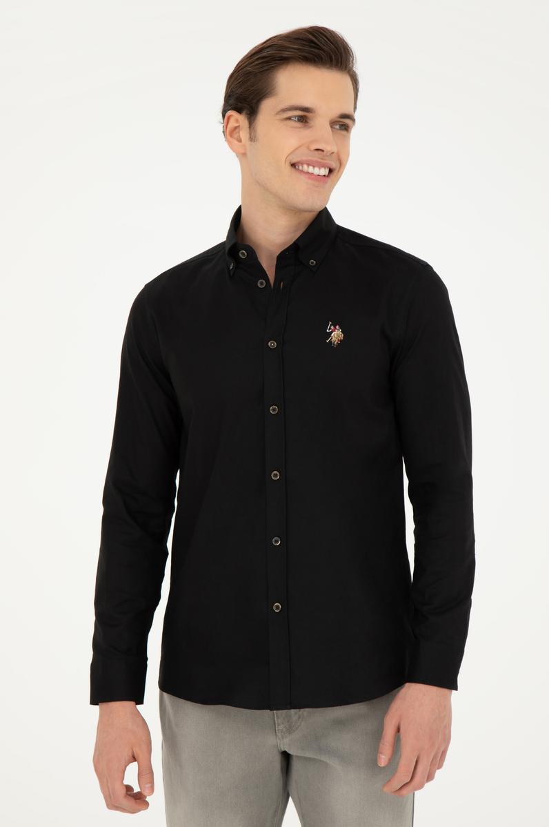 Erkek Siyah Uzun Kollu Basic Gömlek