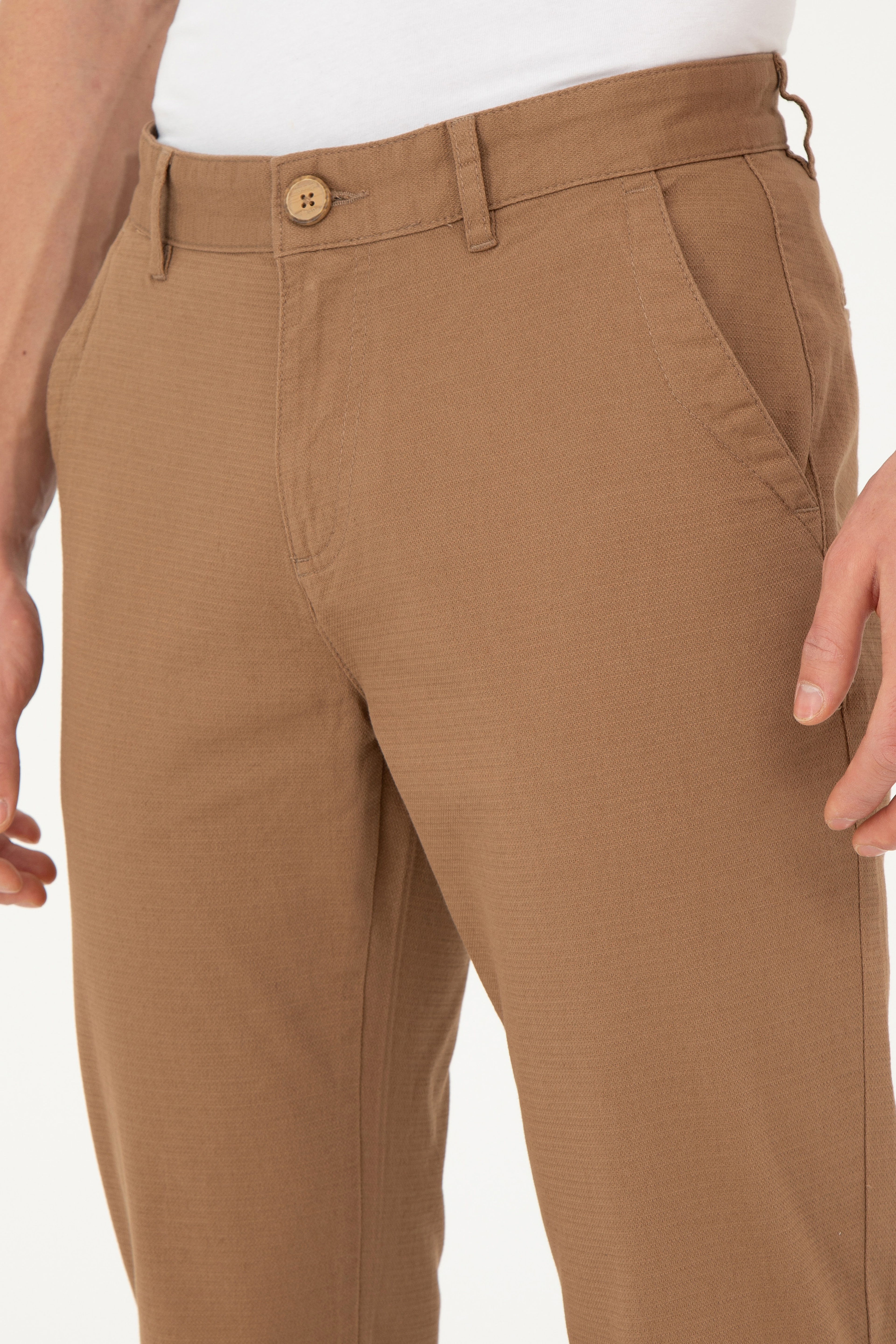 Erkek Regular Fit Camel Kanvas / Chino Pantolon - Image 6