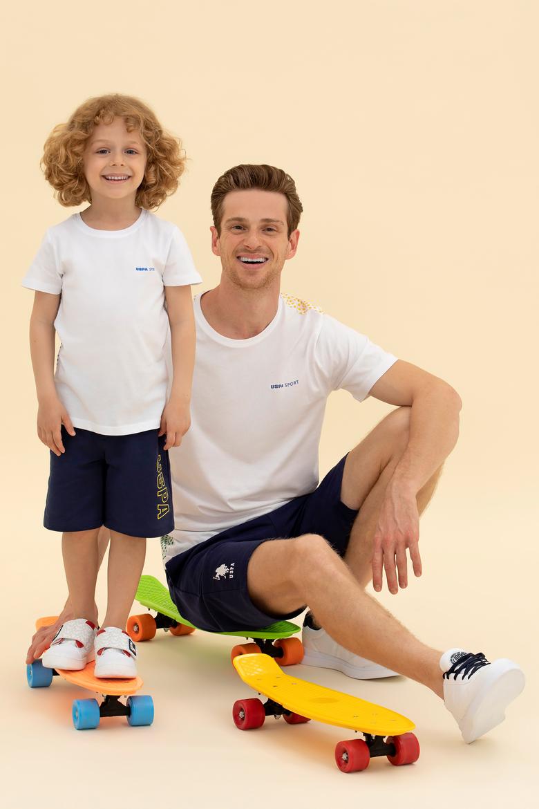 Erkek Beyaz Bisiklet Yaka Tişört