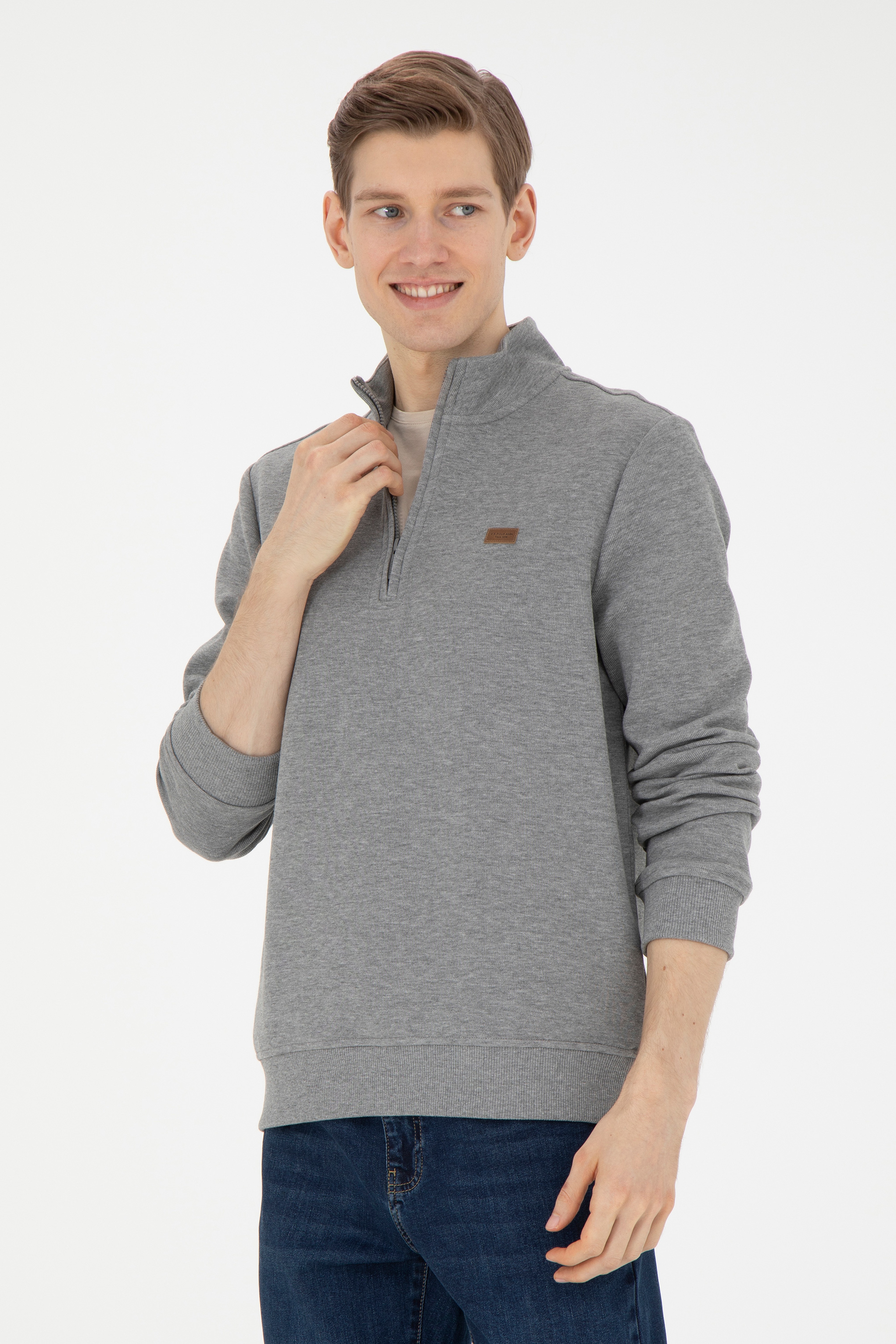 Erkek Gri Melanj Sweatshirt - Image 1