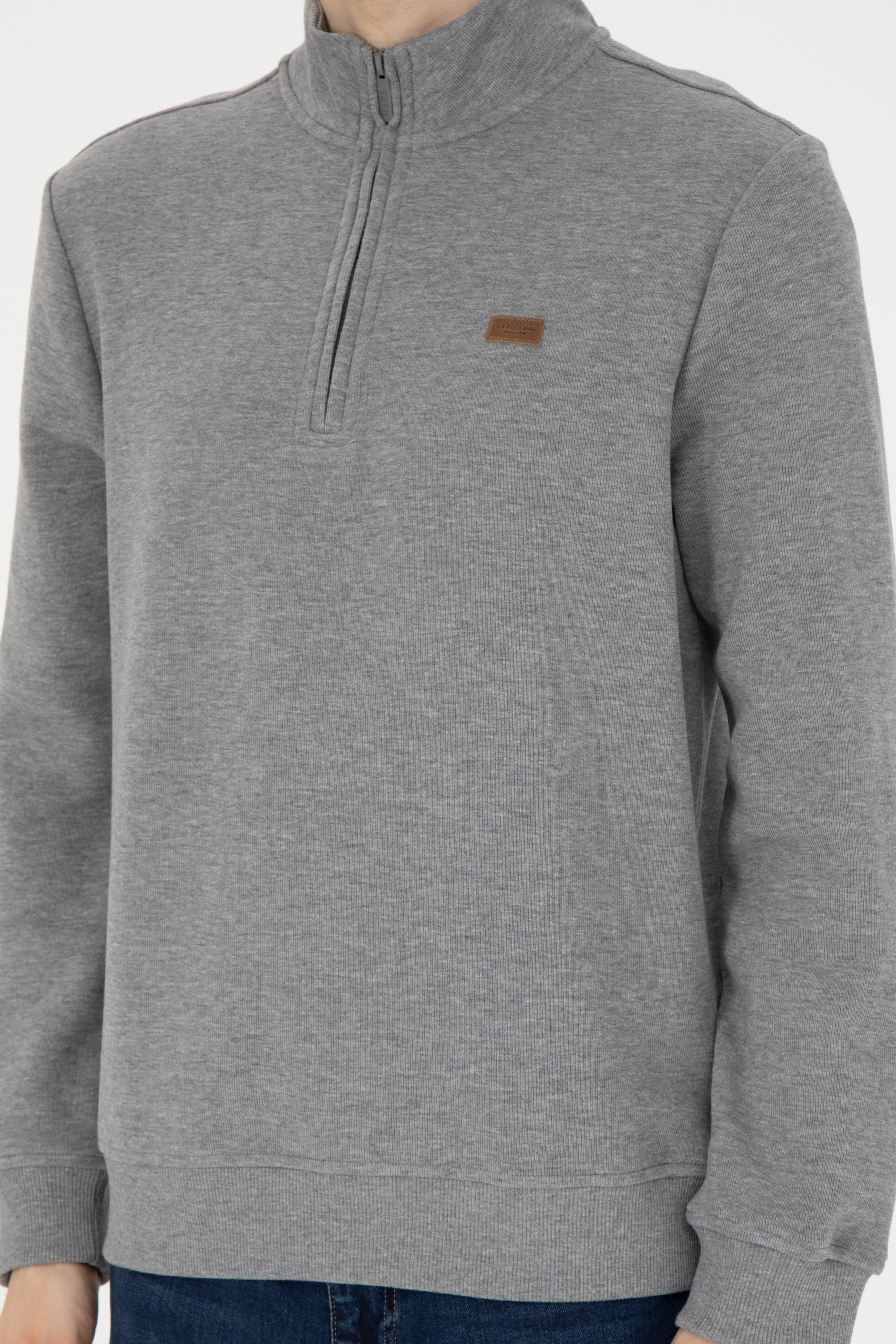Erkek Gri Melanj Sweatshirt - Image 6