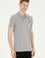 Erkek Slim Fit Polo Yaka Gri Melanj Basic Tişört