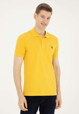 Erkek Slim Fit Polo Yaka Safran Basic Tişört - 50279573201