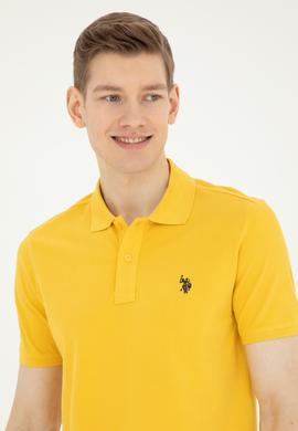 Erkek Slim Fit Polo Yaka Safran Basic Tişört - 50279573201