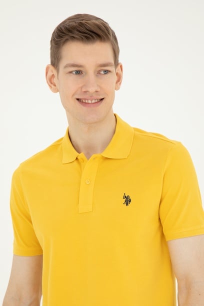 Erkek Slim Fit Polo Yaka Safran Basic Tişört