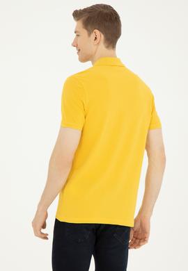Erkek Slim Fit Polo Yaka Safran Basic Tişört - 50279573201