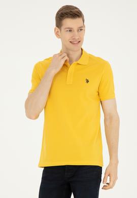Erkek Slim Fit Polo Yaka Safran Basic Tişört - 50279573201