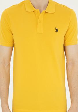Erkek Slim Fit Polo Yaka Safran Basic Tişört - 50279573201