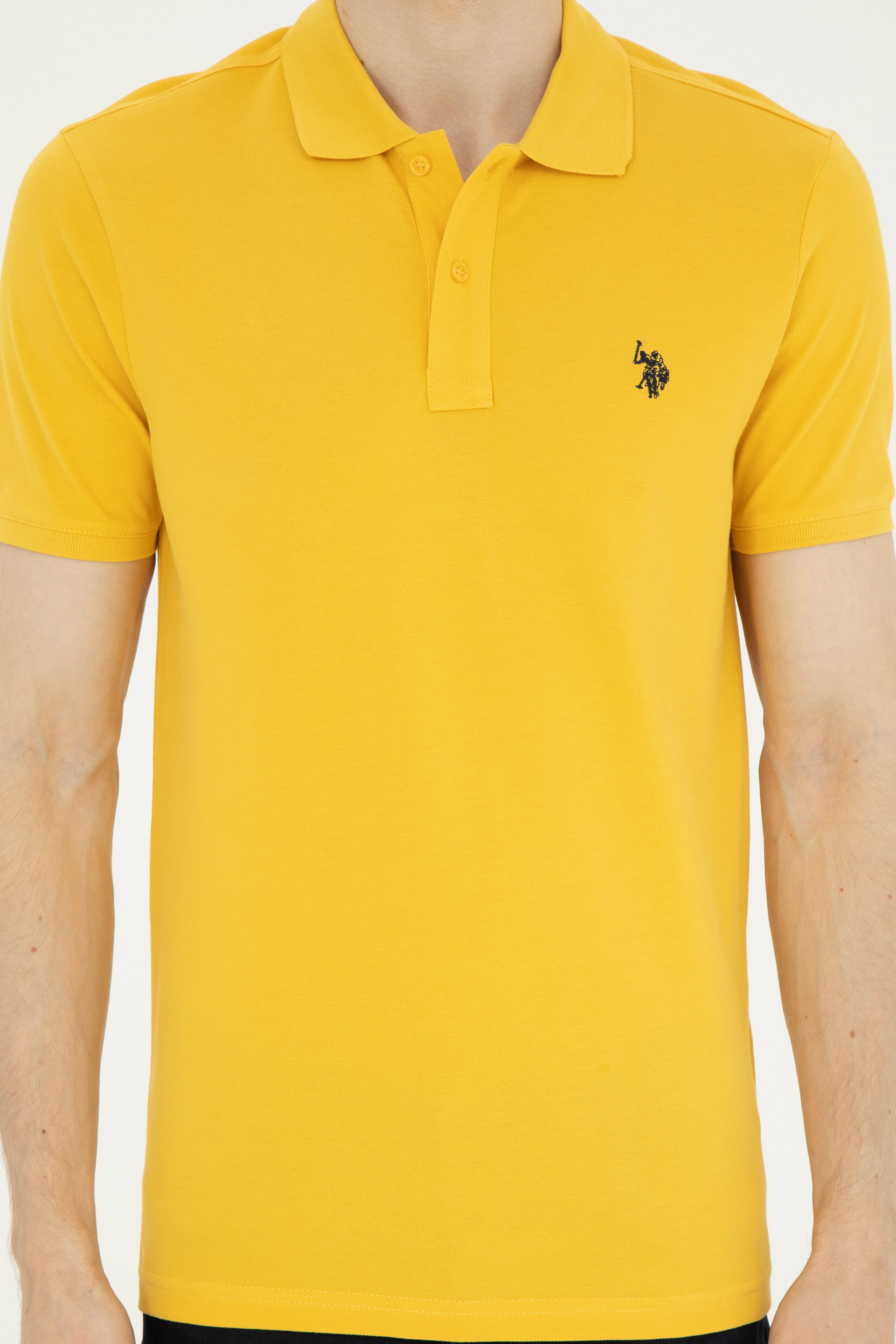 Erkek Slim Fit Polo Yaka Safran Basic Tişört - Image 6