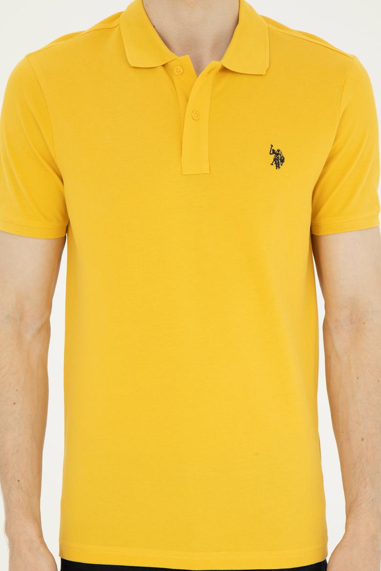 Erkek Slim Fit Polo Yaka Safran Basic Tişört - 50279573201
