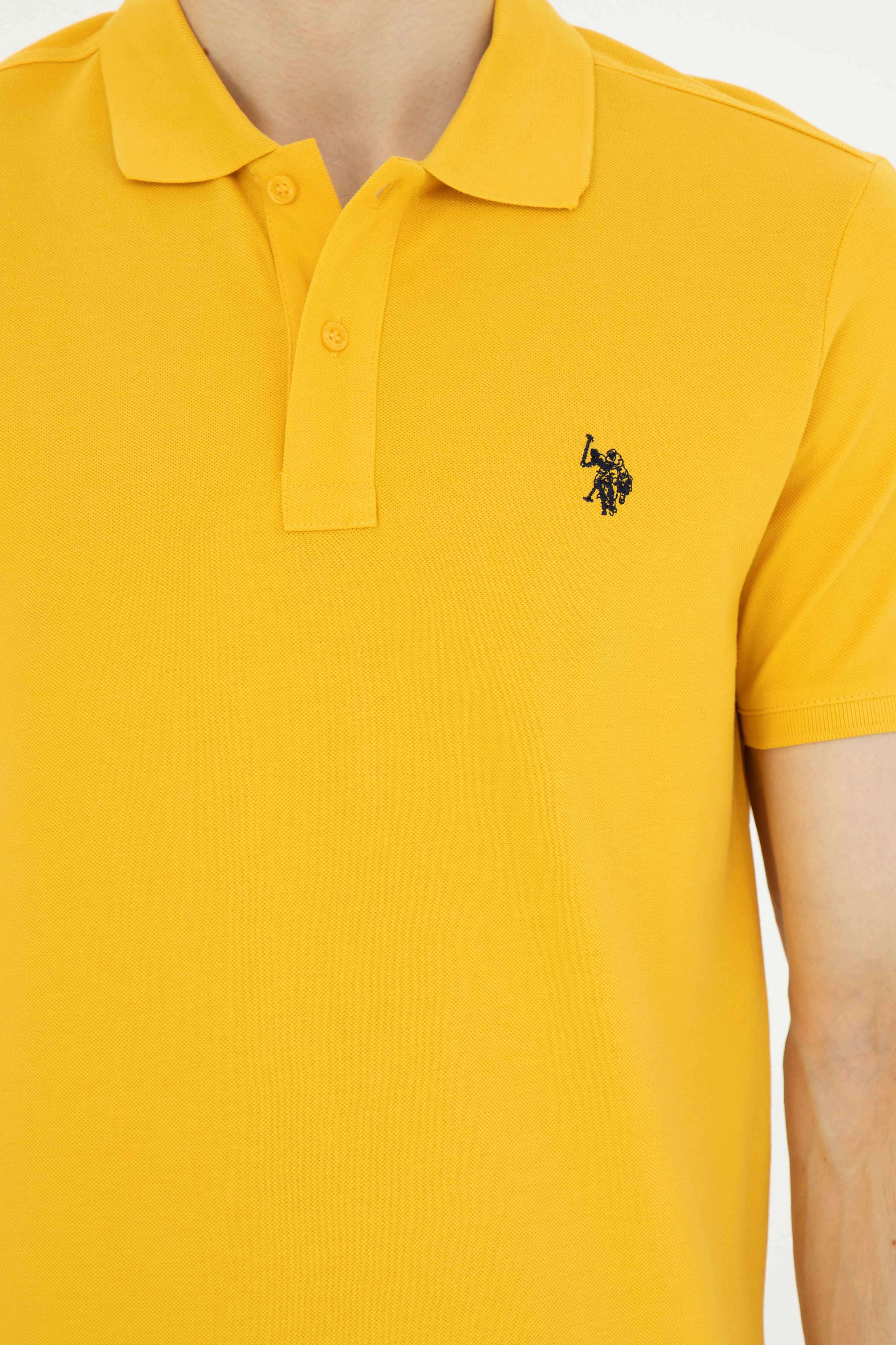 Erkek Slim Fit Polo Yaka Safran Basic Tişört - Image 7