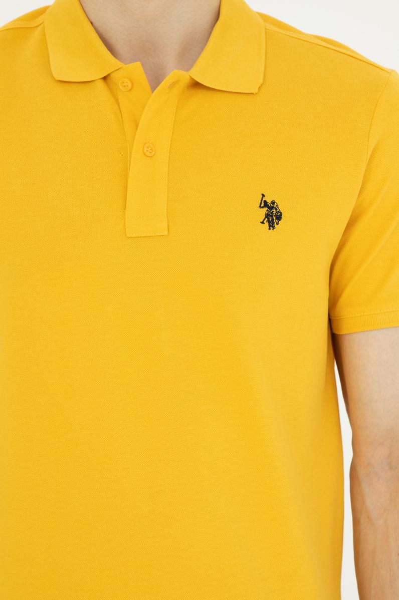 Erkek Slim Fit Polo Yaka Safran Basic Tişört